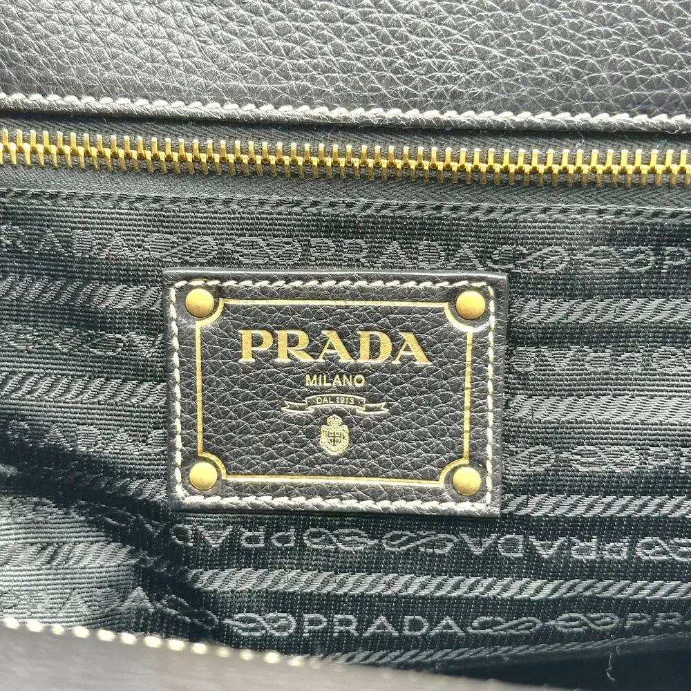 Prada Black Raffia Rivet Studded Doctors Handbag